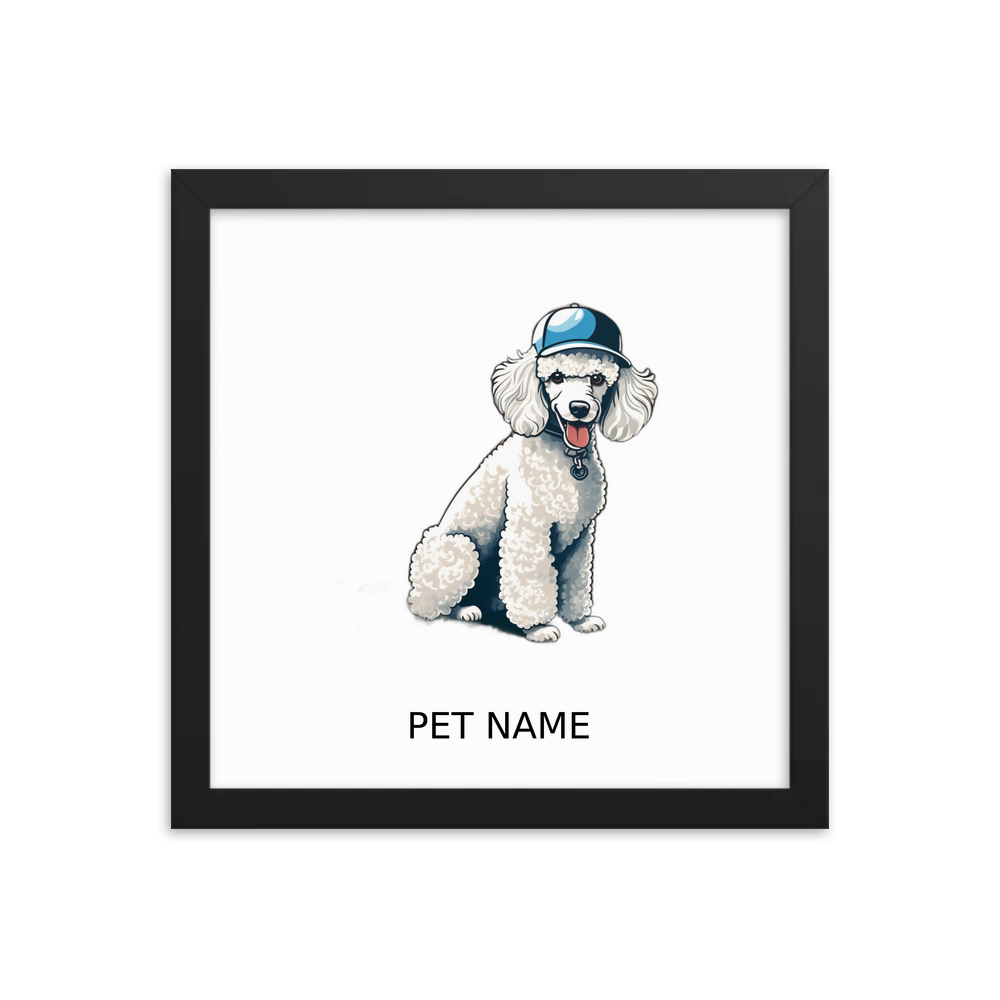PugMug Custom White Poodle Framed Print with Your Pet’s Name