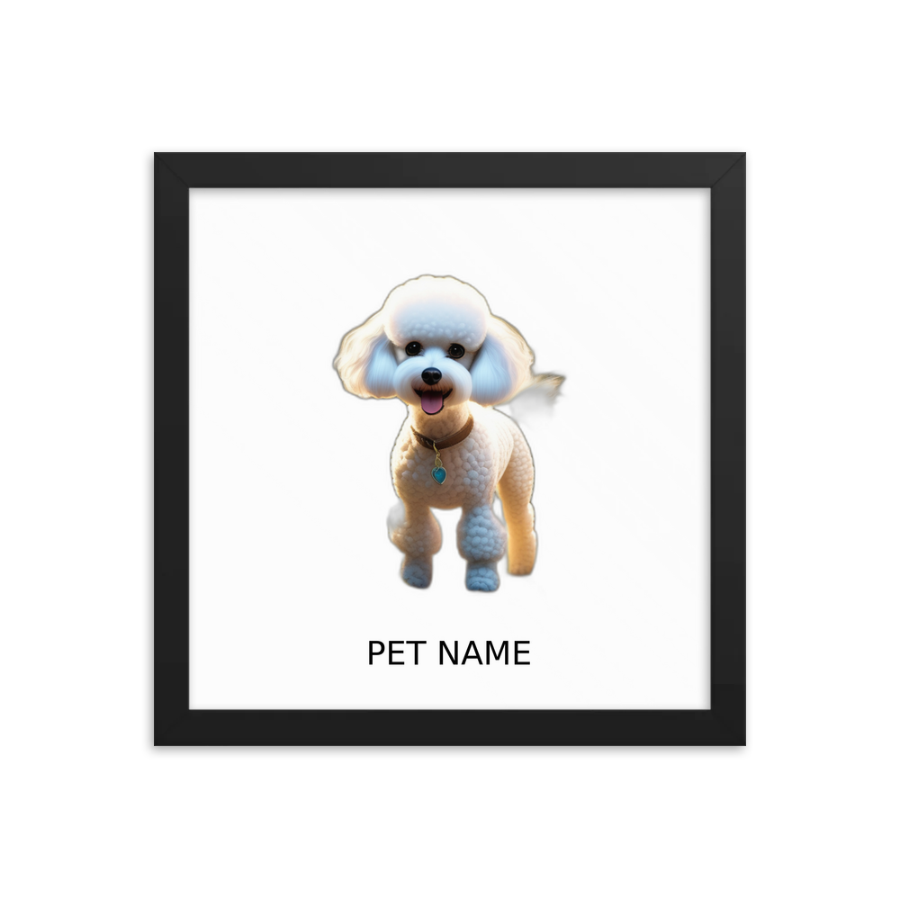 PugMug Custom White Poodle Framed Print with Your Pet’s Name