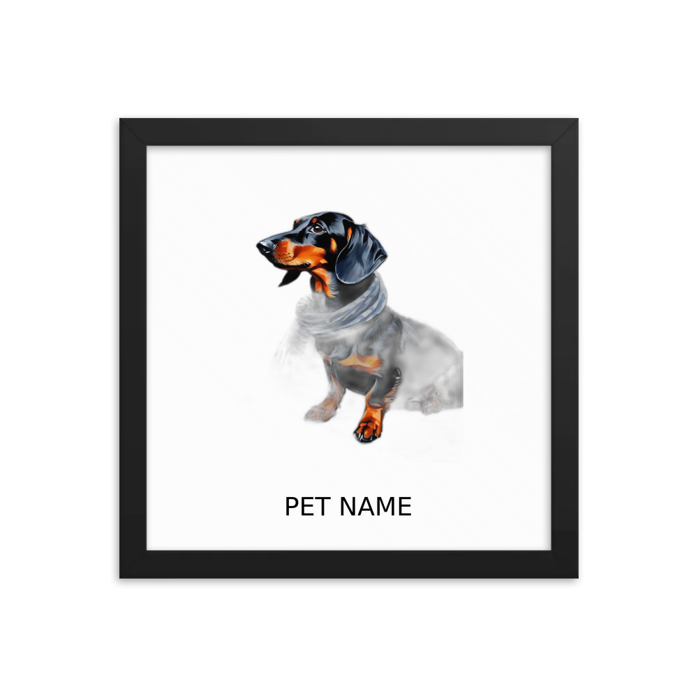 PugMug Custom Black Dachshund Framed Print with Your Pet’s Name