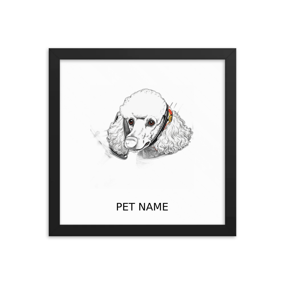 PugMug Custom White Poodle Framed Print with Your Pet’s Name