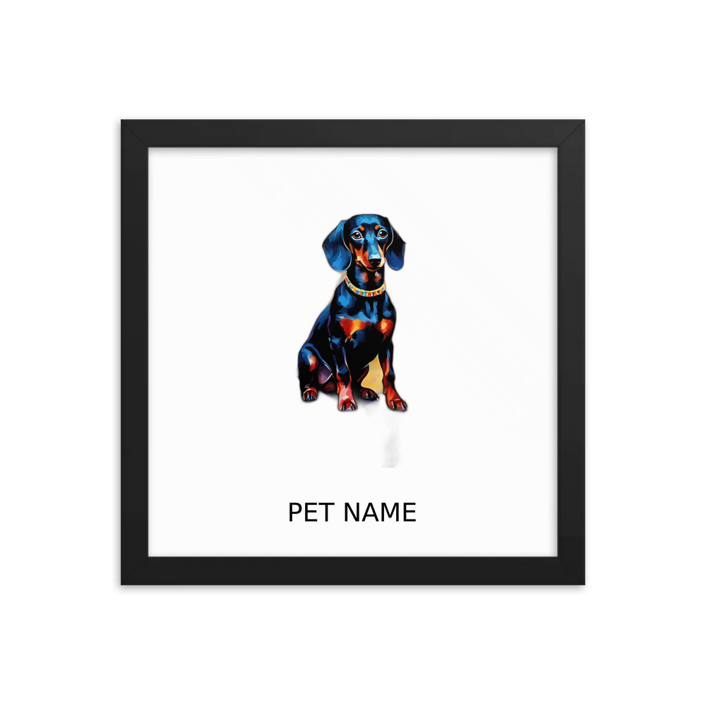 PugMug Custom Black Dachshund Framed Print with Your Pet’s Name