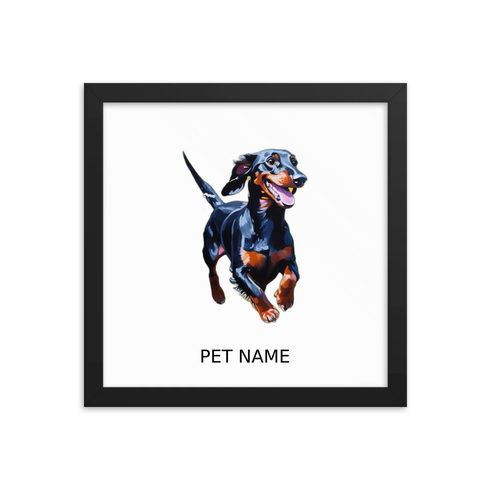 PugMug Custom Black Dachshund Framed Print with Your Pet’s Name