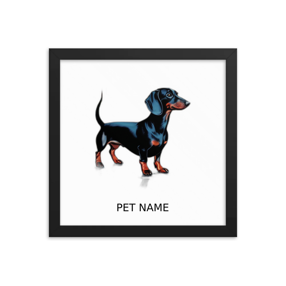 PugMug Custom Black Dachshund Framed Print with Your Pet’s Name