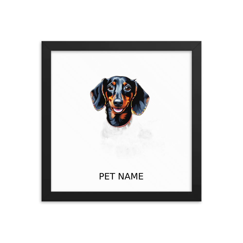 PugMug Custom Black Dachshund Framed Print with Your Pet’s Name