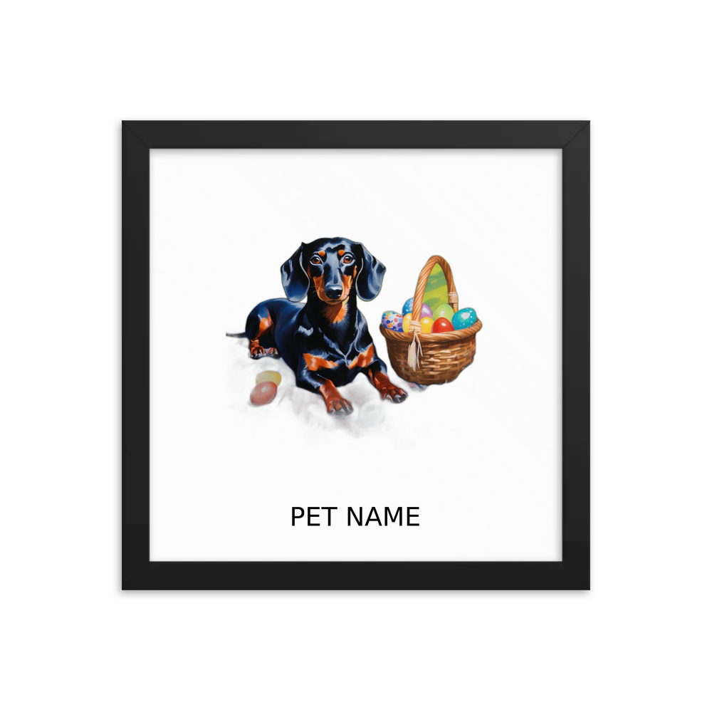 PugMug Custom Black Dachshund Framed Print with Your Pet’s Name