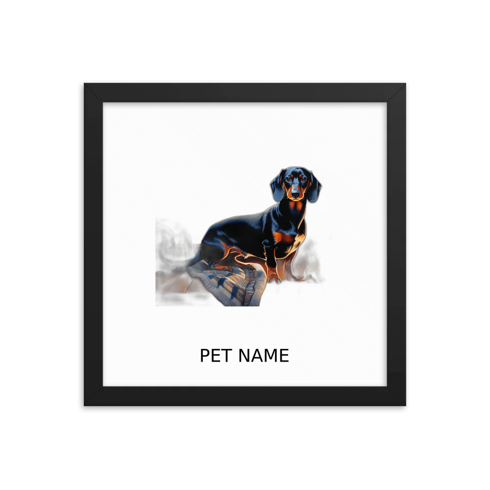 PugMug Custom Black Dachshund Framed Print with Your Pet’s Name