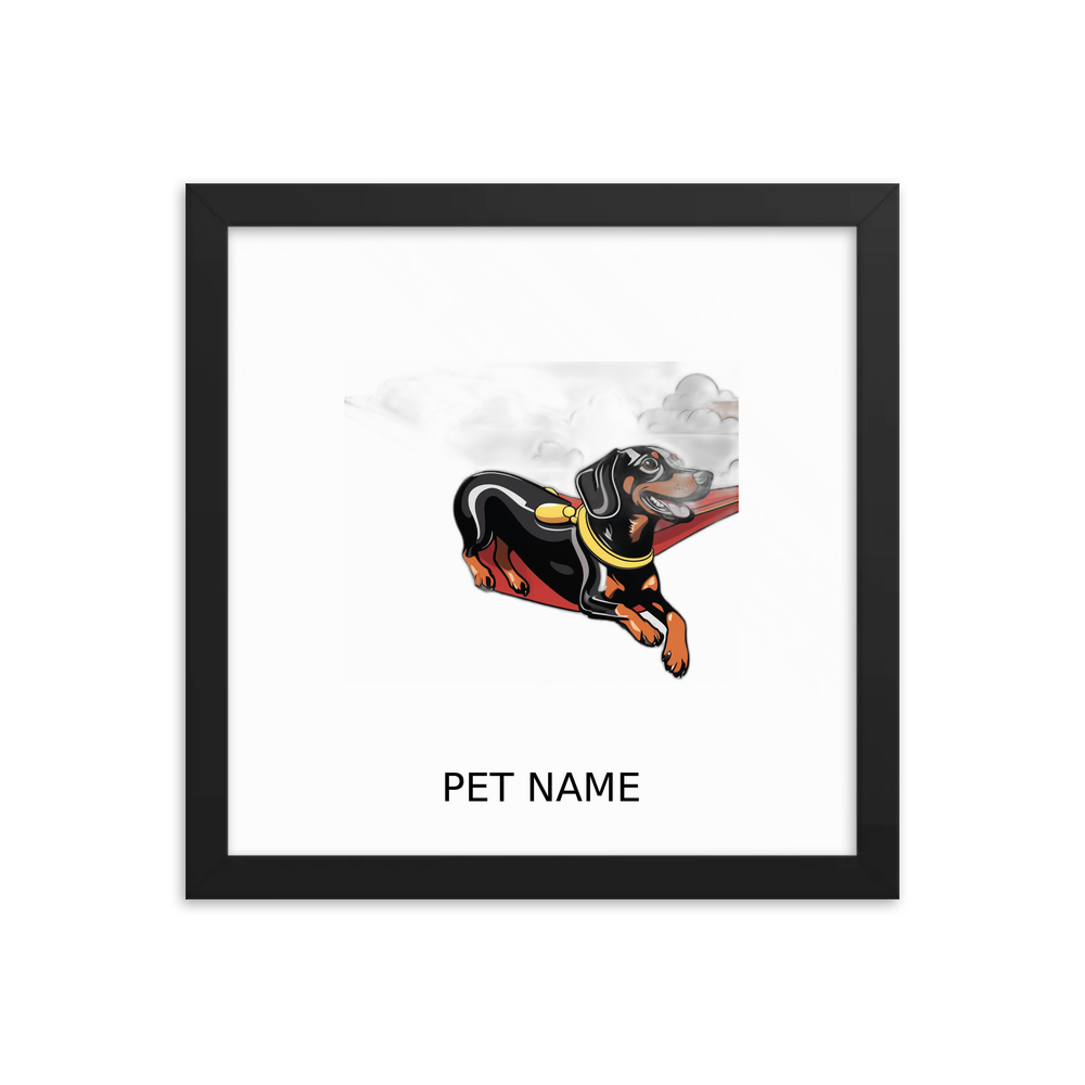 PugMug Custom Black Dachshund Framed Print with Your Pet’s Name