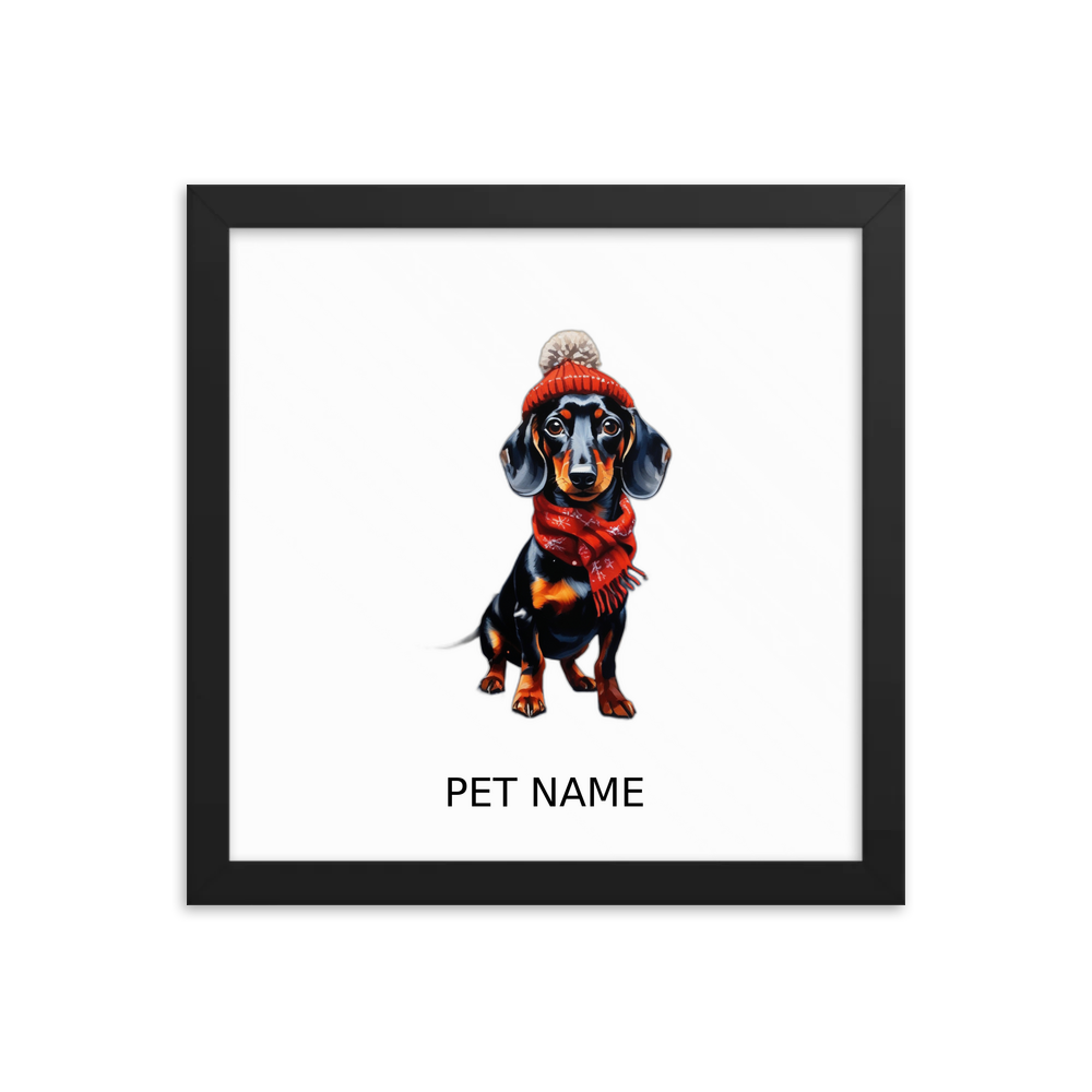 PugMug Custom Black Dachshund Framed Print with Your Pet’s Name