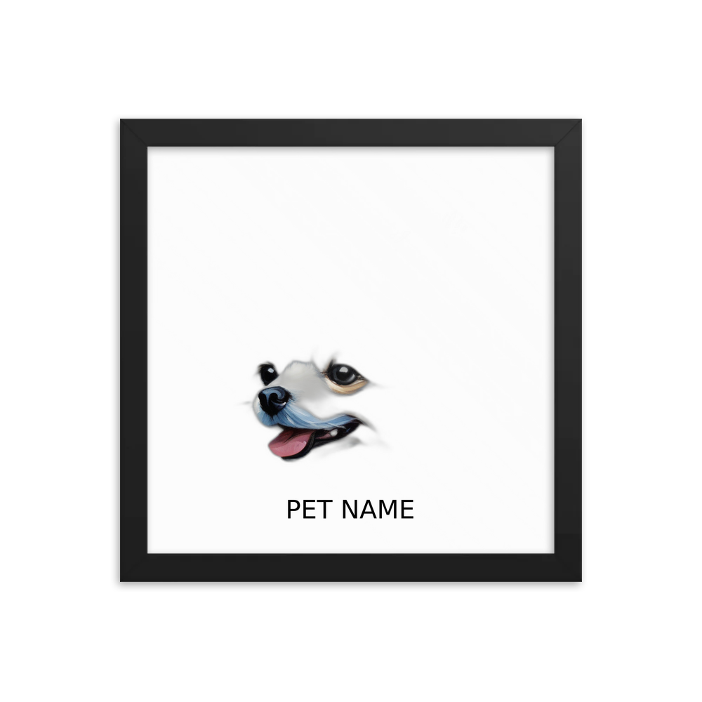PugMug Custom White Pomeranian Framed Print with Your Pet’s Name
