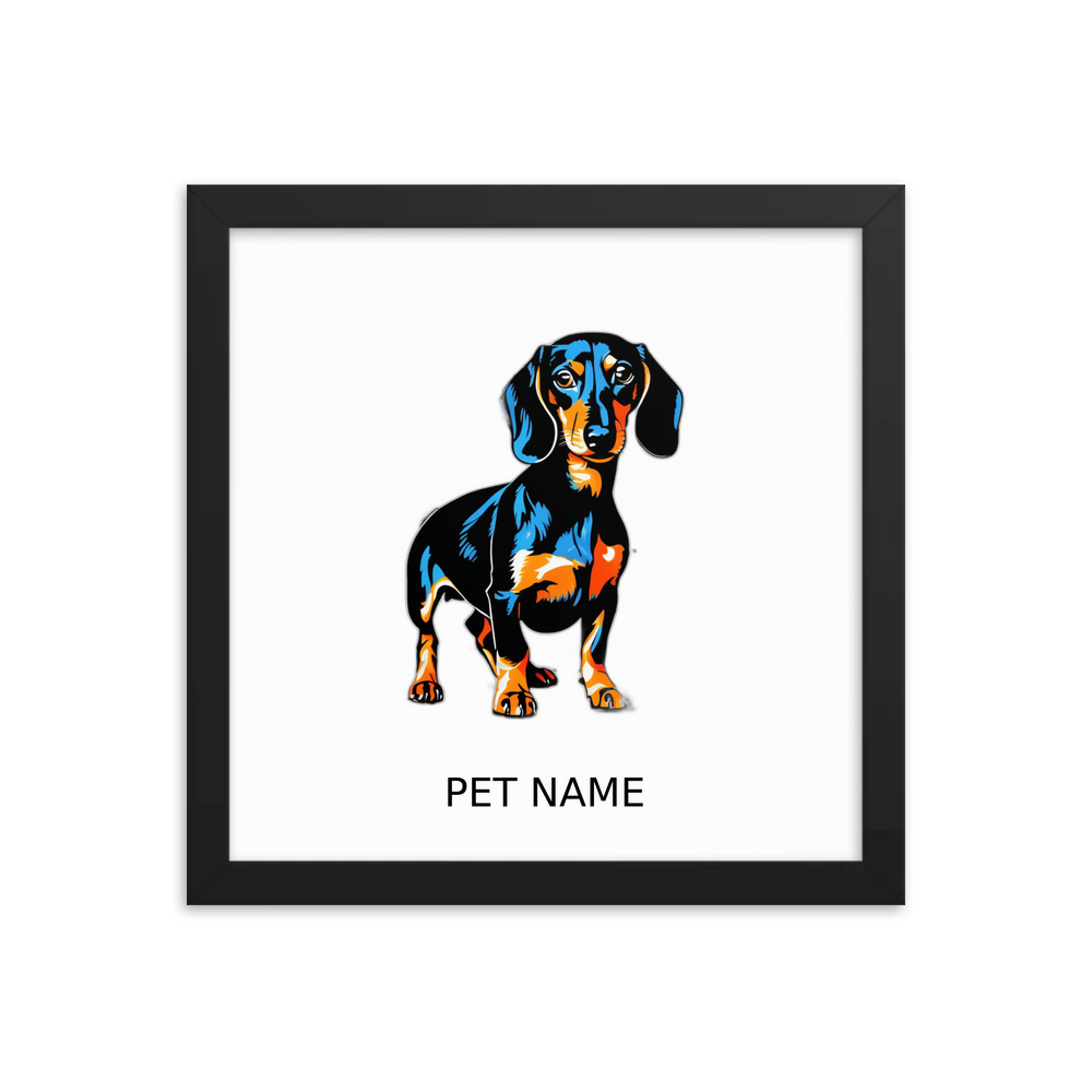 PugMug Custom Black Dachshund Framed Print with Your Pet’s Name