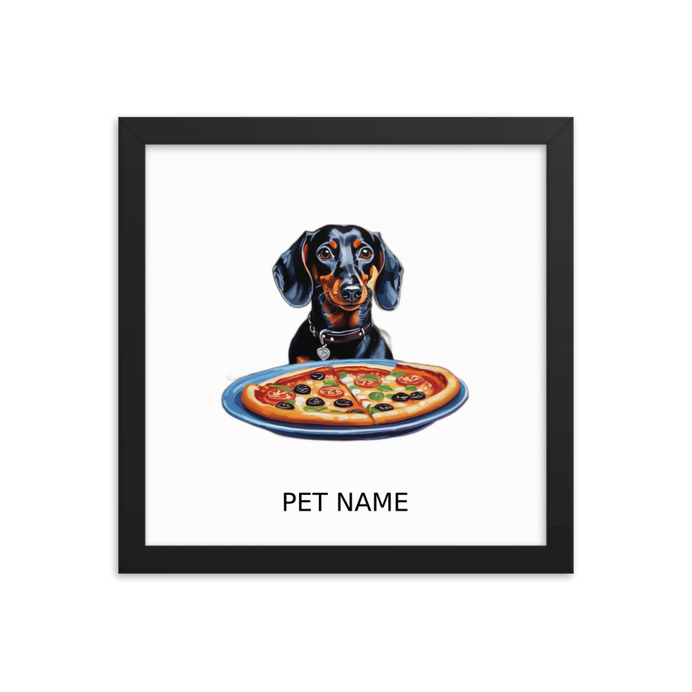 PugMug Custom Black Dachshund Framed Print with Your Pet’s Name