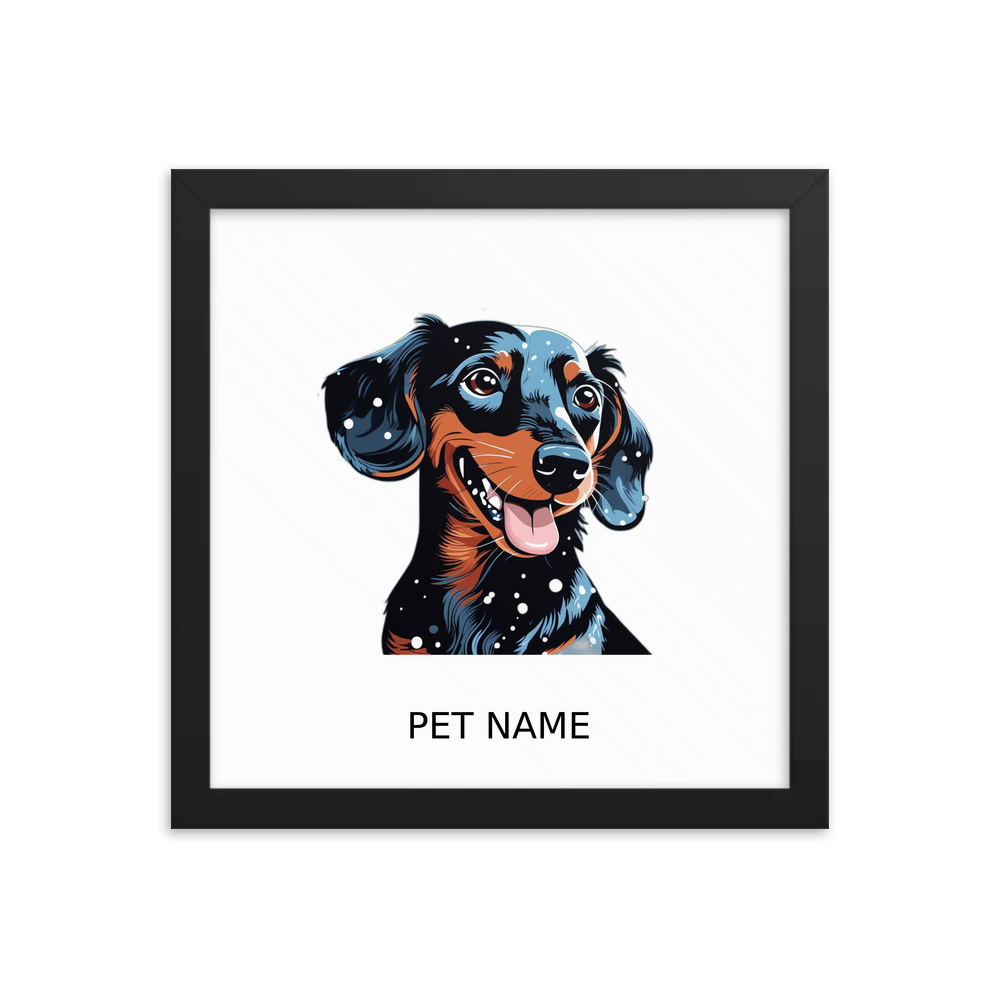 PugMug Custom Black Dachshund Framed Print with Your Pet’s Name