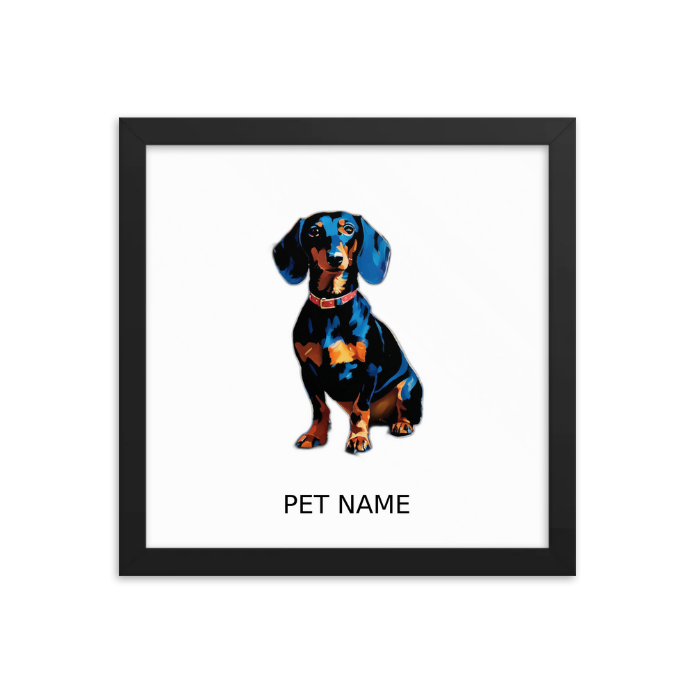 PugMug Custom Black Dachshund Framed Print with Your Pet’s Name