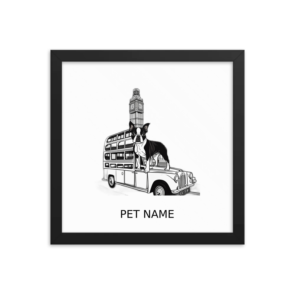 PugMug Custom Boston Terrier Framed Print with Your Pet’s Name
