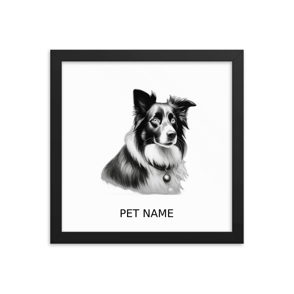 PugMug Custom Border Collie Framed Print with Your Pet’s Name