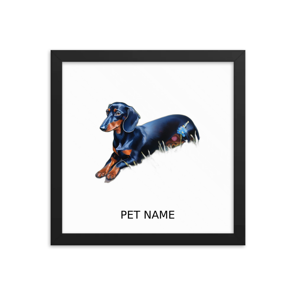 PugMug Custom Black Dachshund Framed Print with Your Pet’s Name