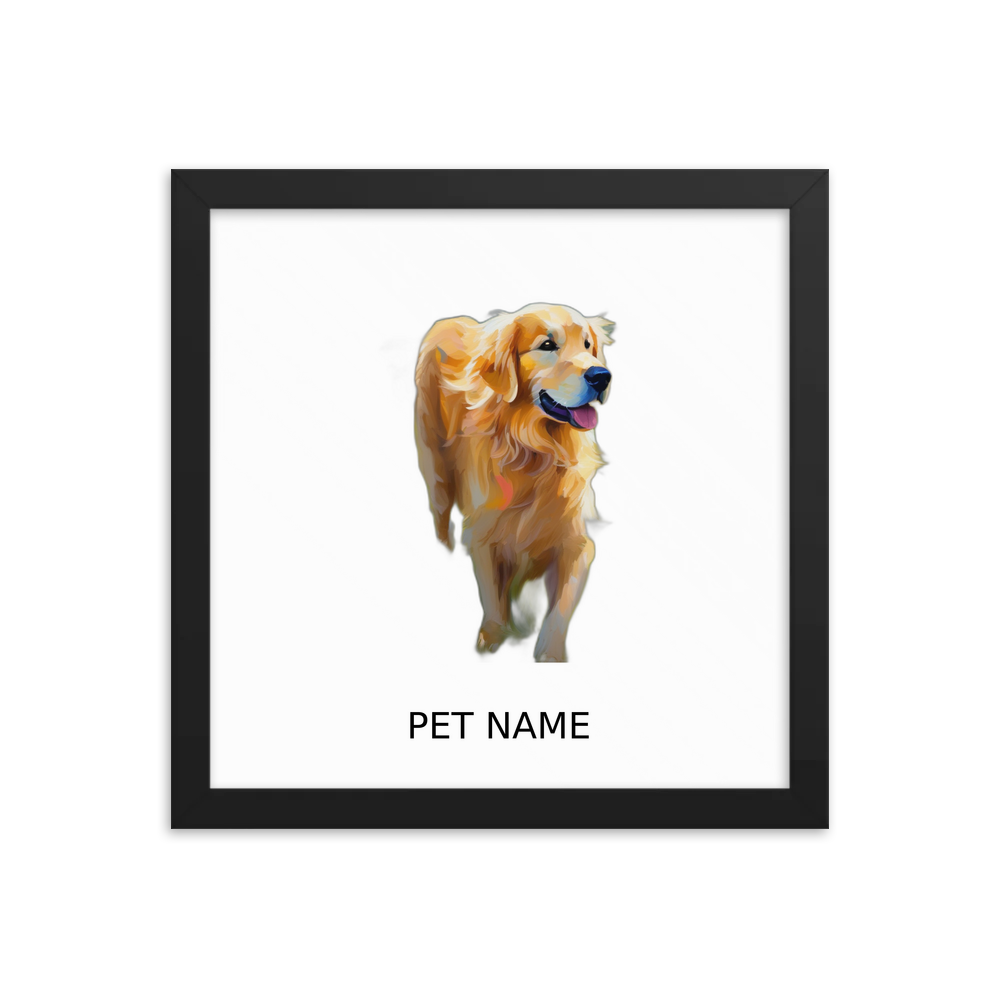 PugMug Custom Golden Retriever Framed Print with Your Pet’s Name