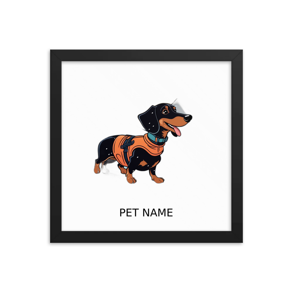 PugMug Custom Black Dachshund Framed Print with Your Pet’s Name