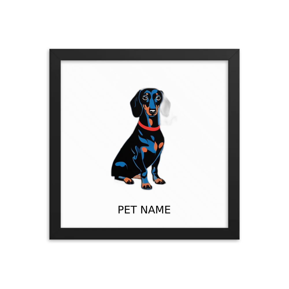 PugMug Custom Black Dachshund Framed Print with Your Pet’s Name