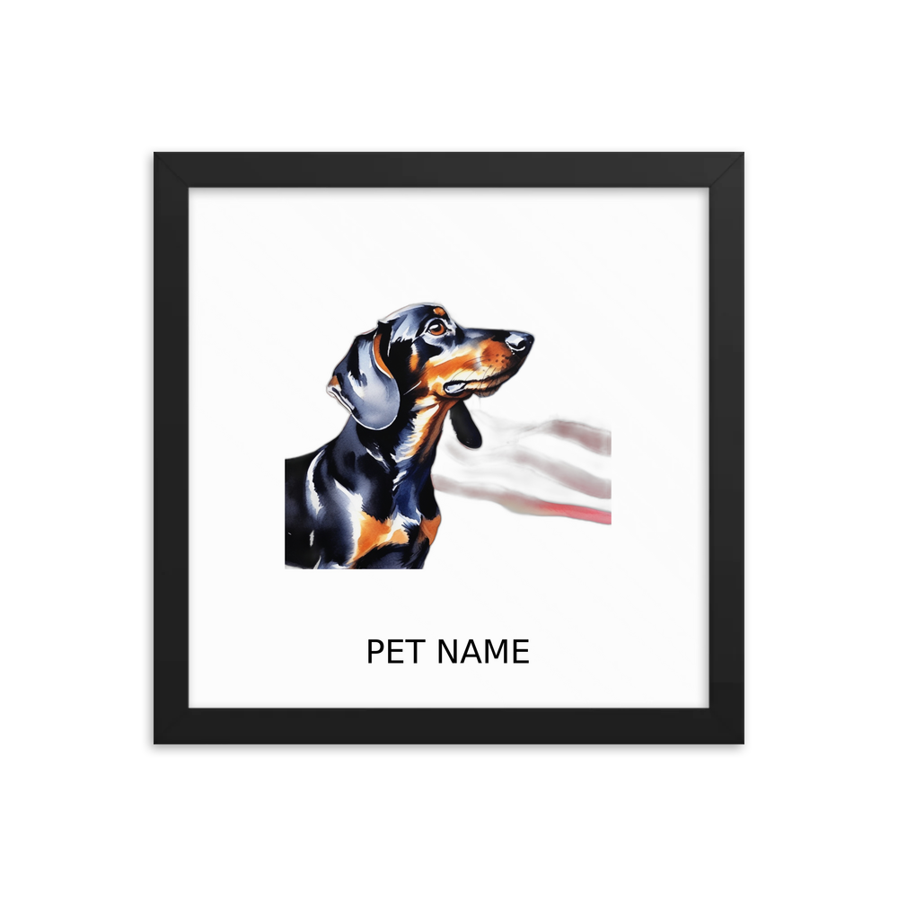 PugMug Custom Black Dachshund Framed Print with Your Pet’s Name