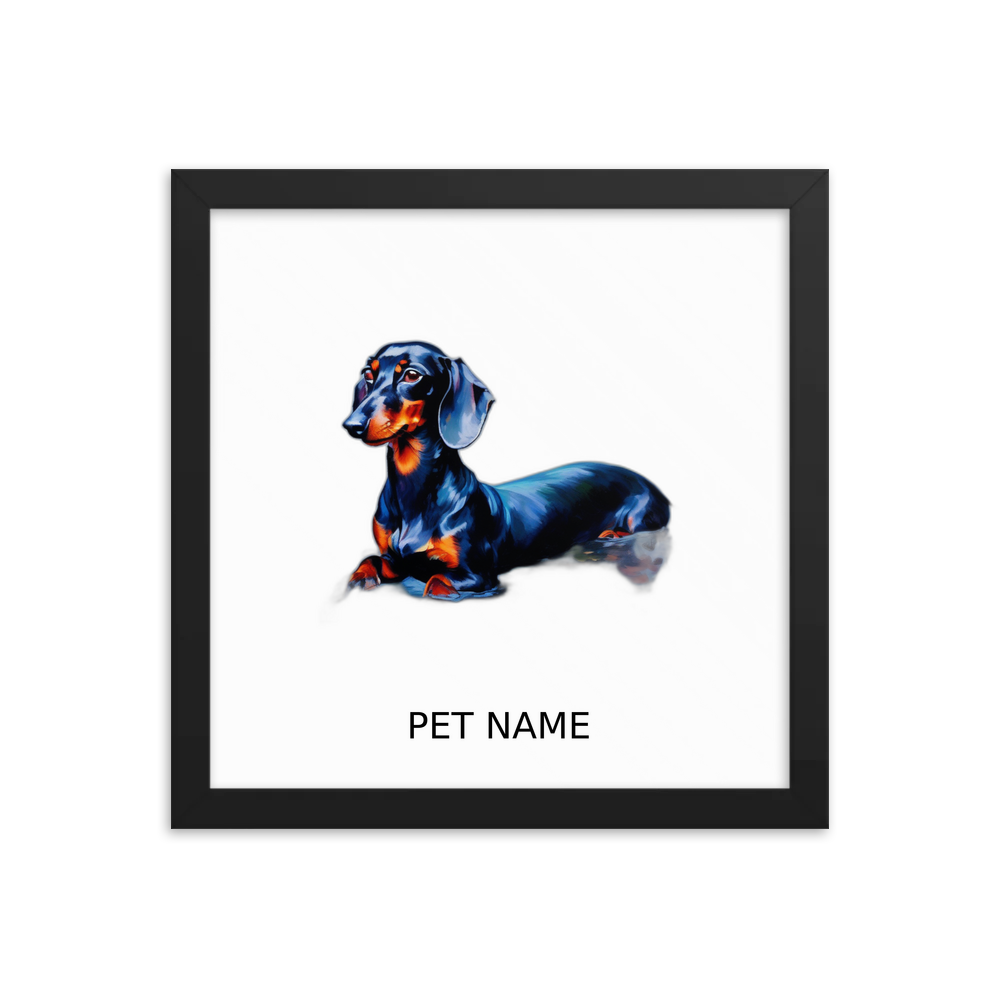 PugMug Custom Black Dachshund Framed Print with Your Pet’s Name