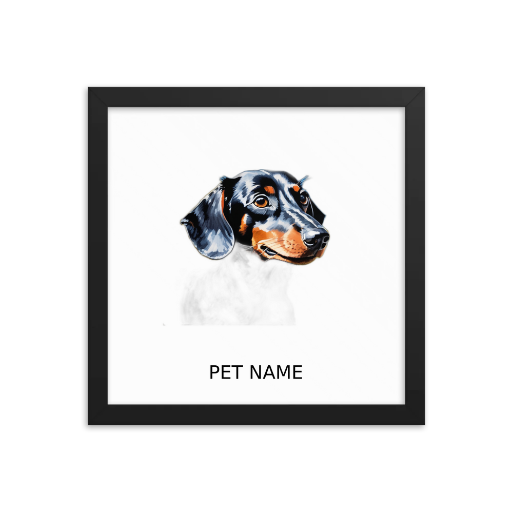 PugMug Custom Black Dachshund Framed Print with Your Pet’s Name