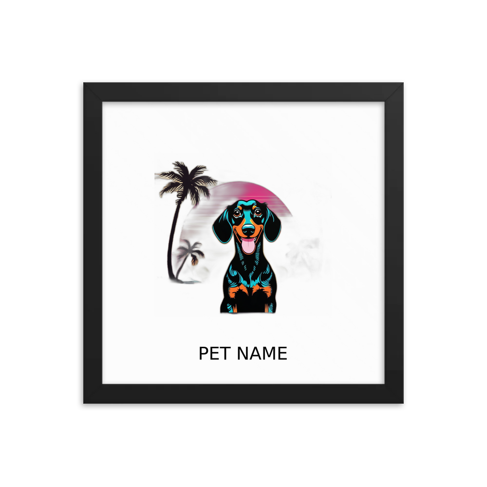 PugMug Custom Black Dachshund Framed Print with Your Pet’s Name