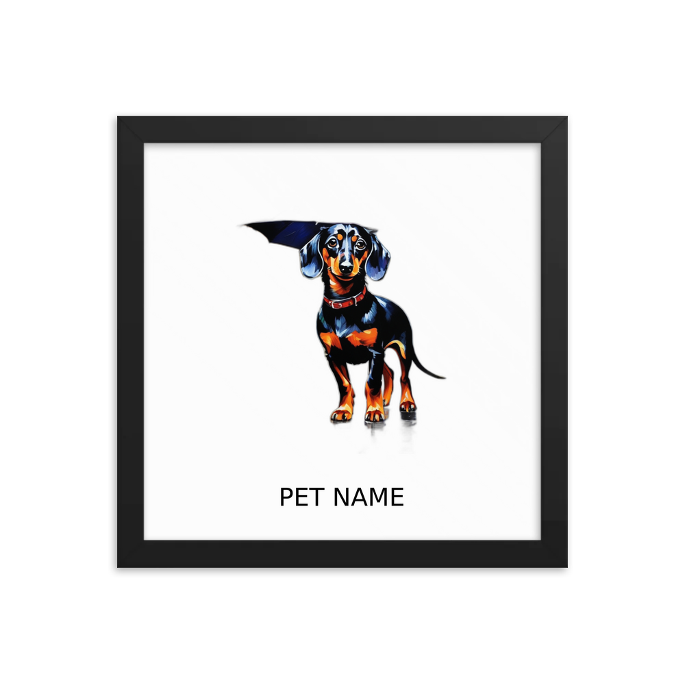 PugMug Custom Black Dachshund Framed Print with Your Pet’s Name
