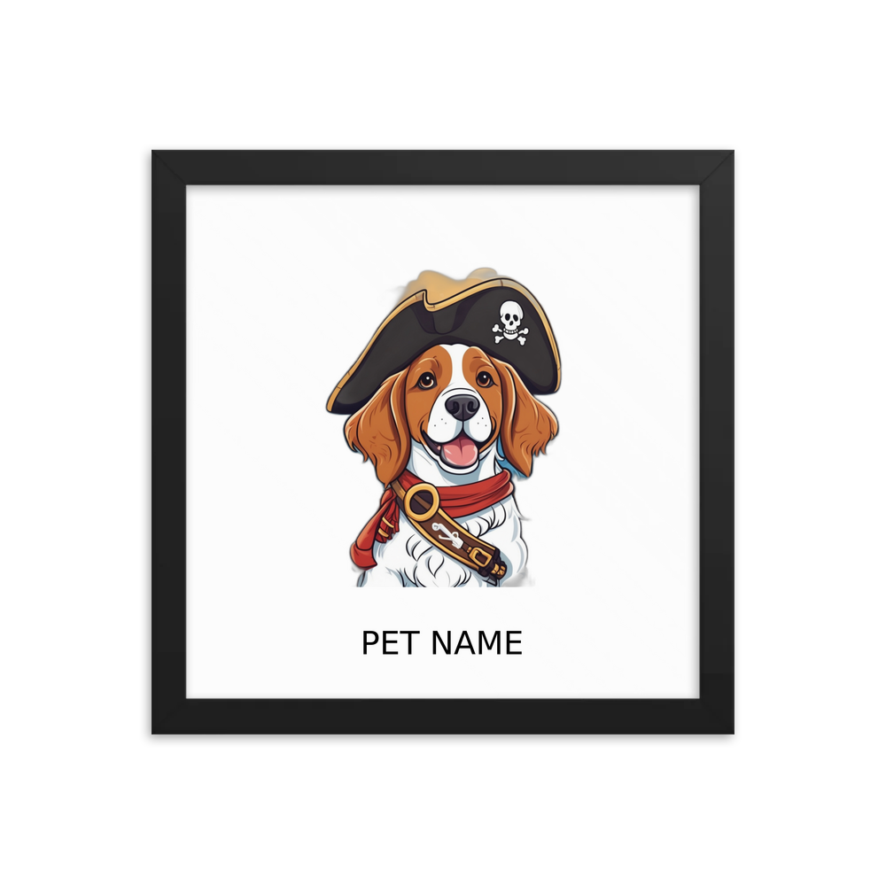 PugMug Custom Brittany Dog Framed Print with Your Pet’s Name