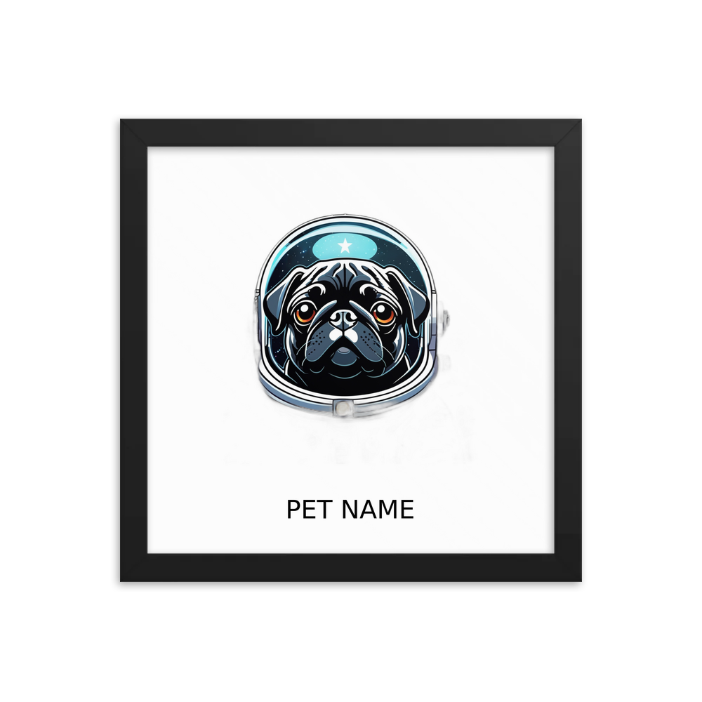 PugMug Custom Black Pug Framed Print with Your Pet’s Name