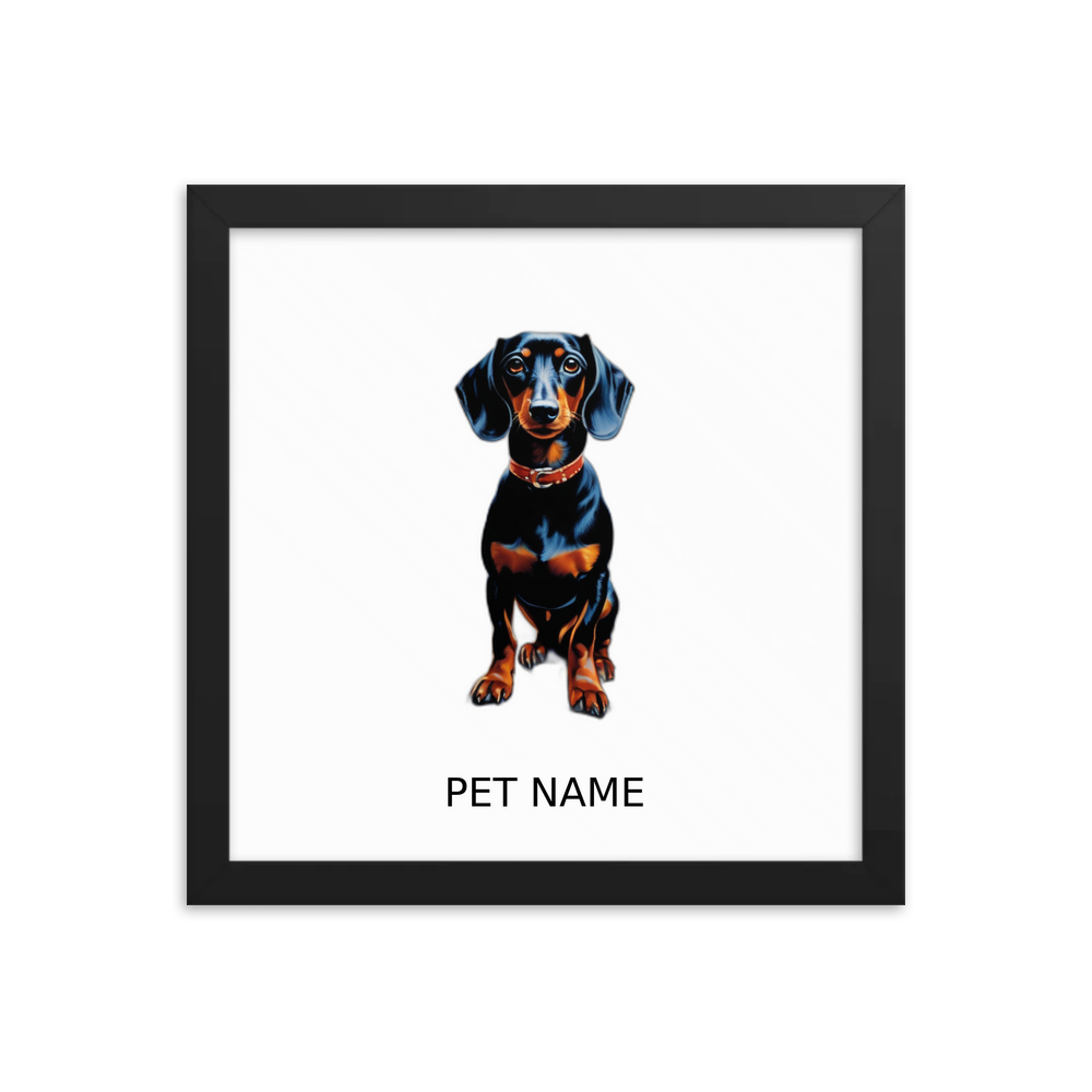 PugMug Custom Black Dachshund Framed Print with Your Pet’s Name