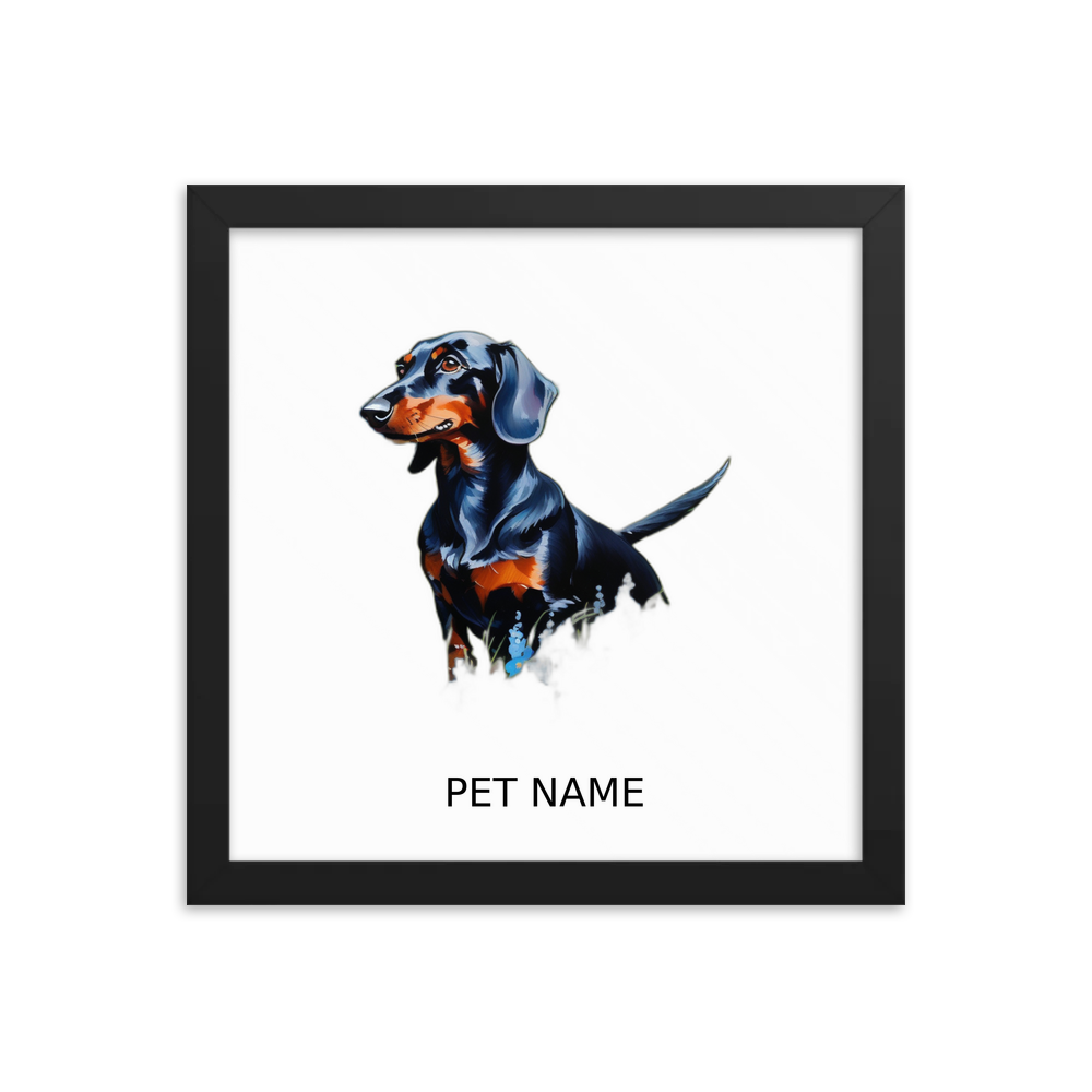 PugMug Custom Black Dachshund Framed Print with Your Pet’s Name