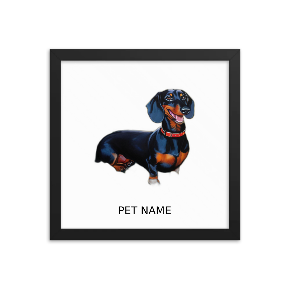 PugMug Custom Black Dachshund Framed Print with Your Pet’s Name