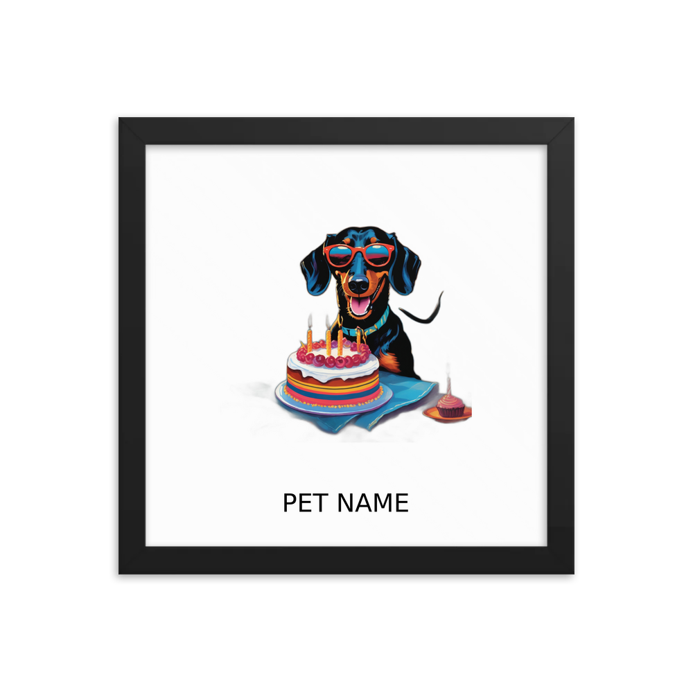 PugMug Custom Black Dachshund Framed Print with Your Pet’s Name
