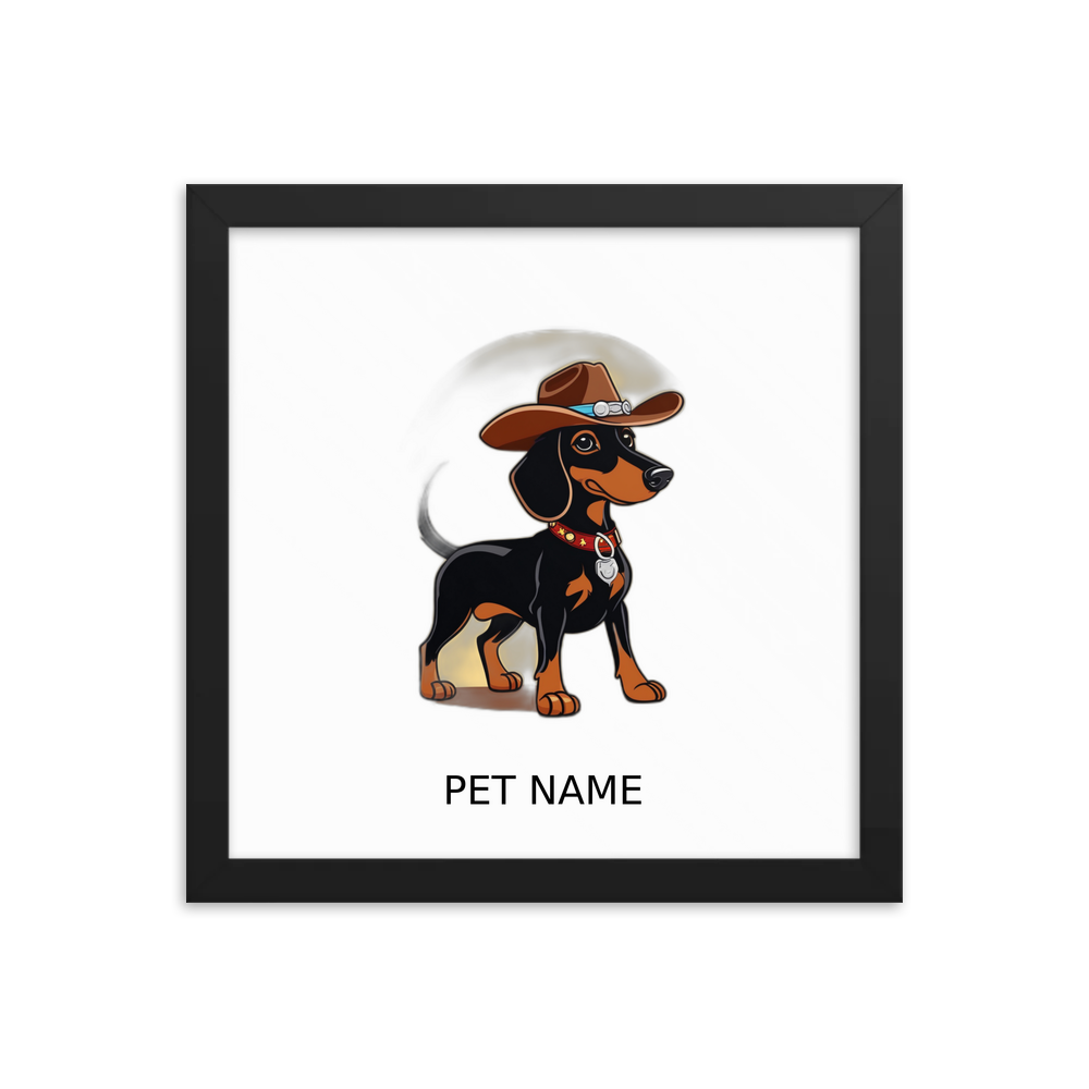 PugMug Custom Black Dachshund Framed Print with Your Pet’s Name