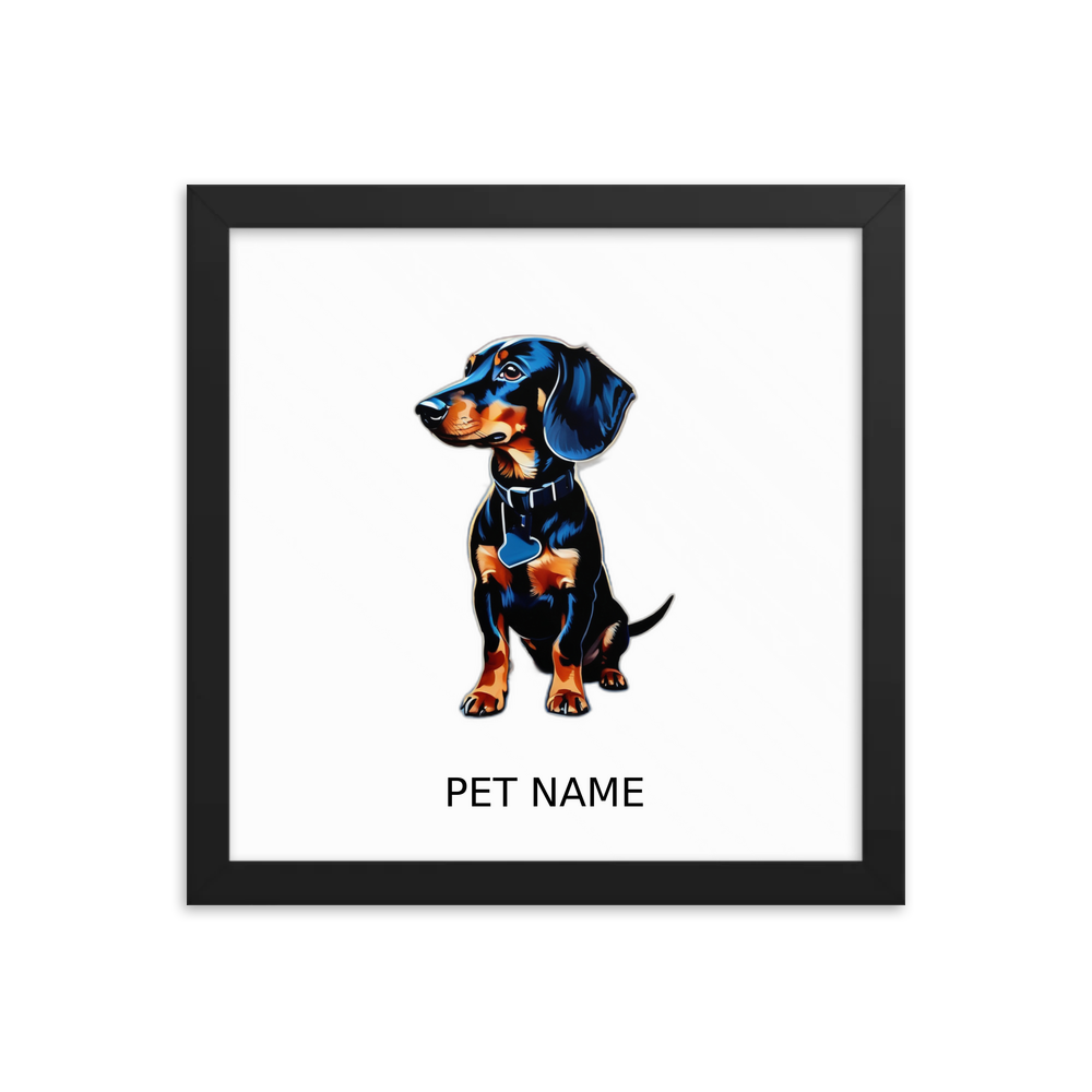 PugMug Custom Black Dachshund Framed Print with Your Pet’s Name