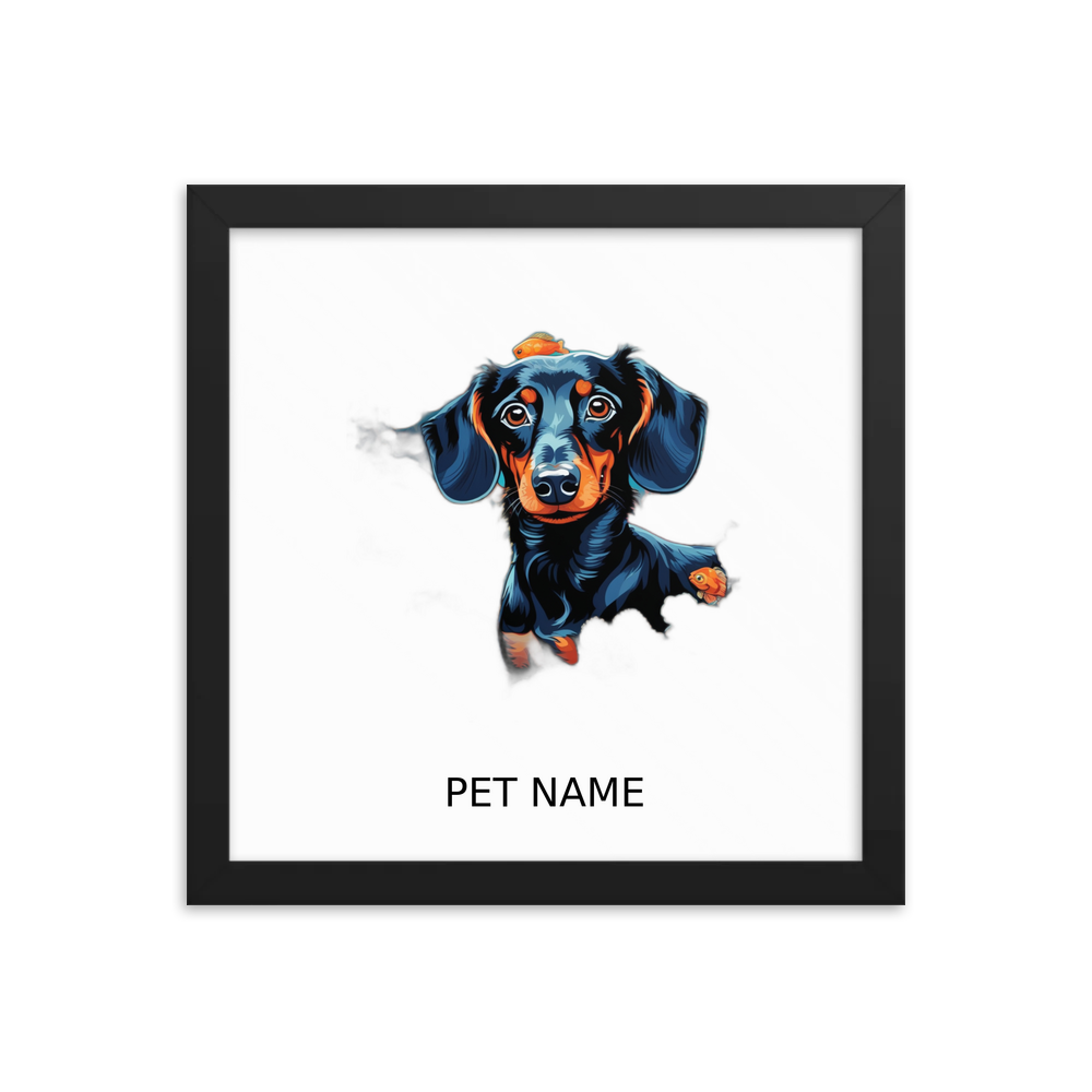 PugMug Custom Black Dachshund Framed Print with Your Pet’s Name