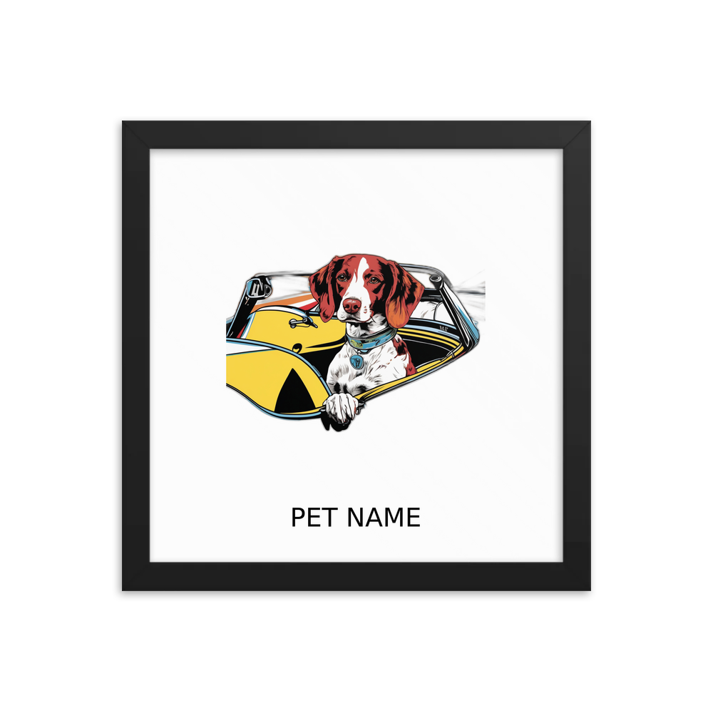 PugMug Custom Brittany Dog Framed Print with Your Pet’s Name