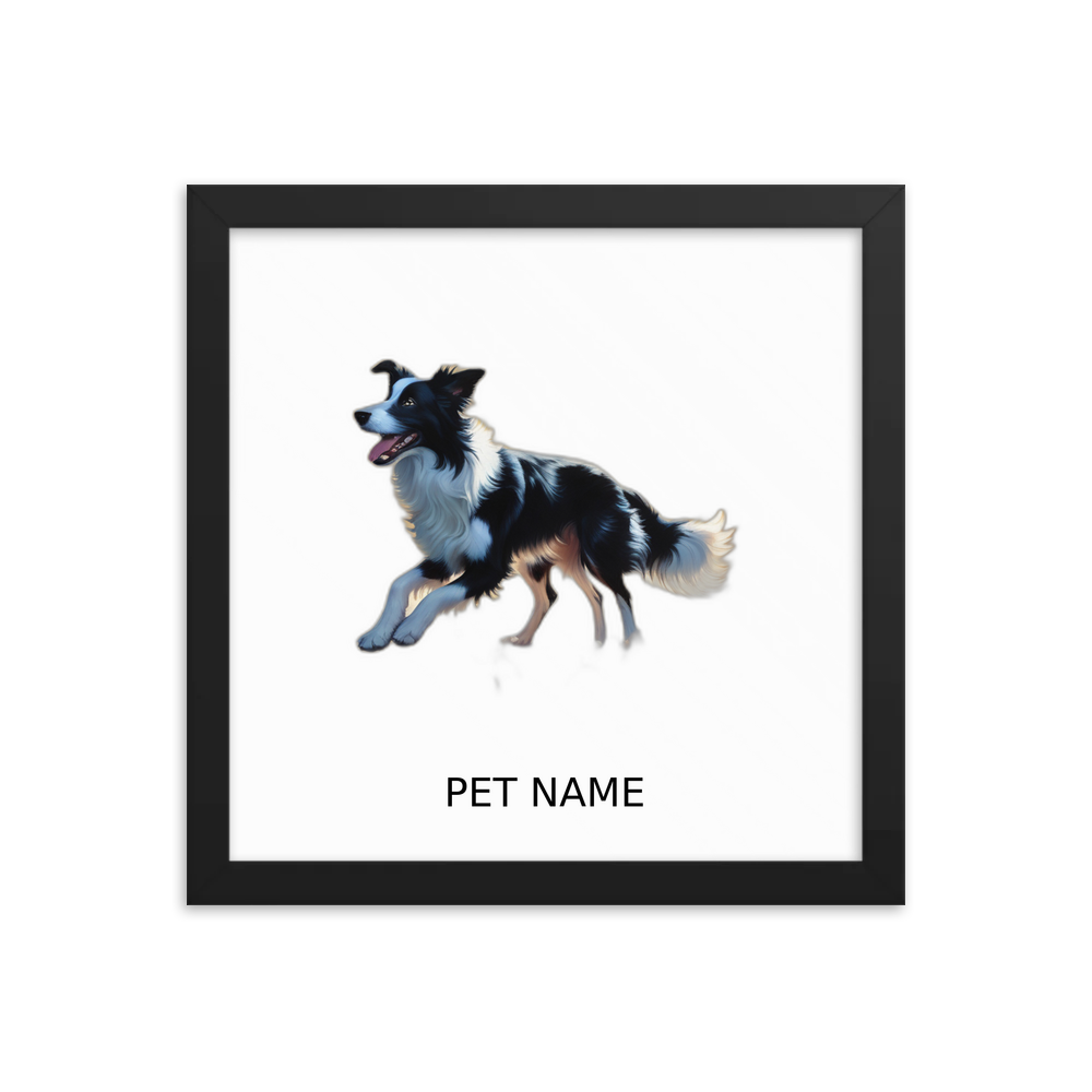 PugMug Custom Border Collie Framed Print with Your Pet’s Name