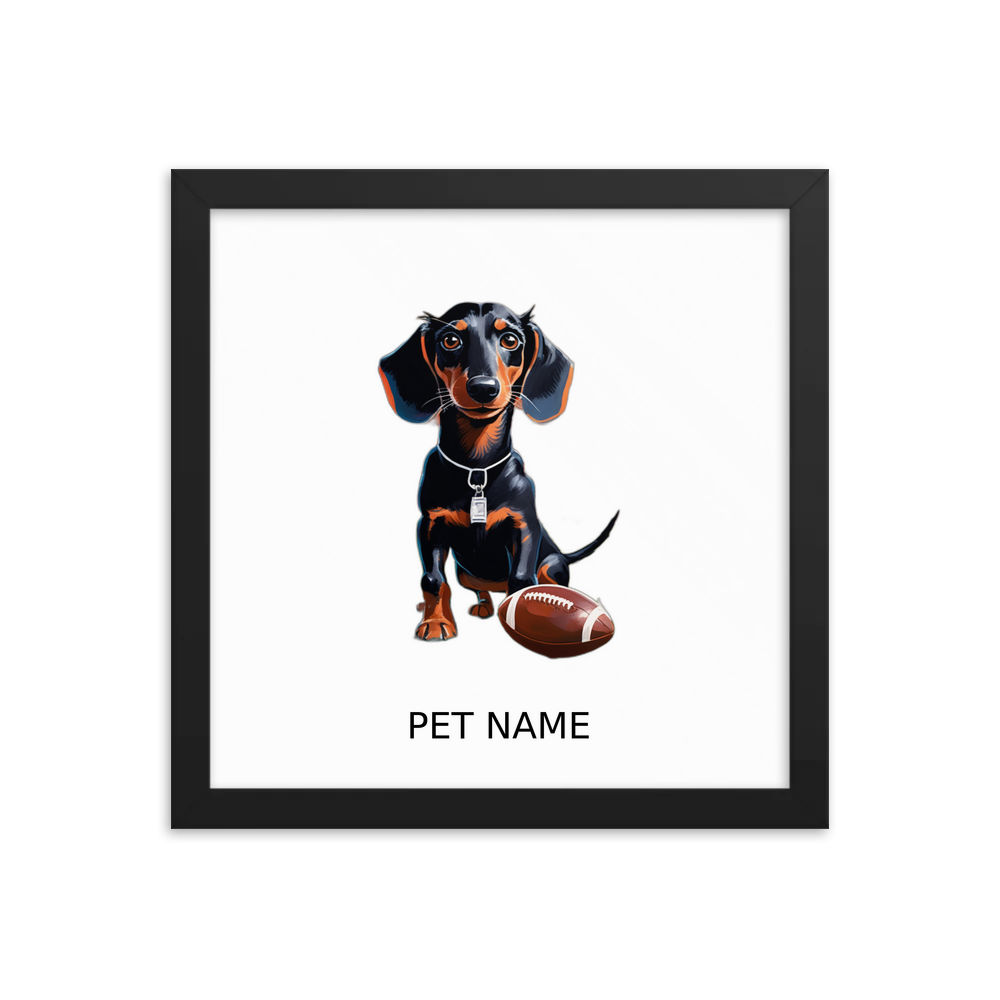 PugMug Custom Black Dachshund Framed Print with Your Pet’s Name
