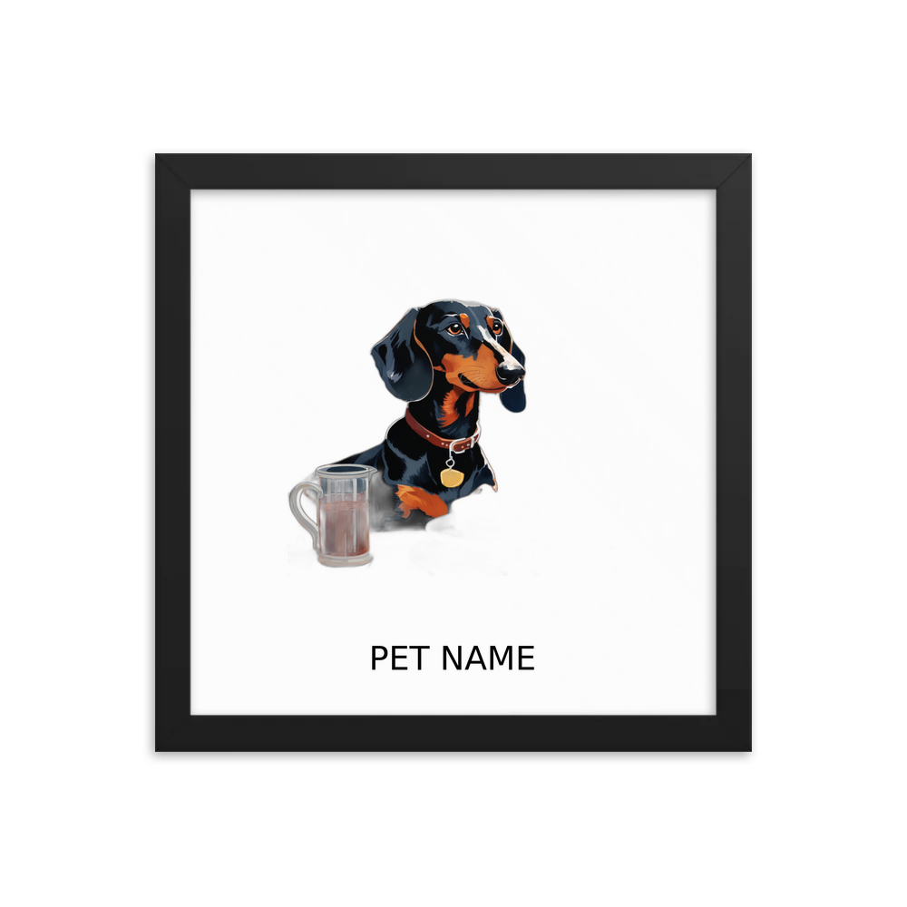 PugMug Custom Black Dachshund Framed Print with Your Pet’s Name