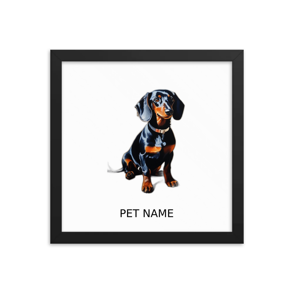 PugMug Custom Black Dachshund Framed Print with Your Pet’s Name
