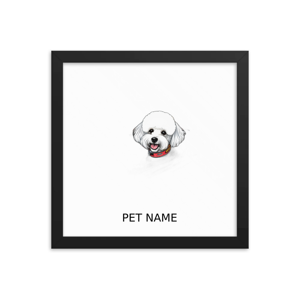 PugMug Custom Bichons Frise Framed Print with Your Pet’s Name