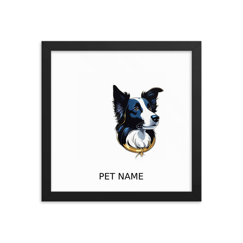 PugMug Custom Border Collie Framed Print with Your Pet’s Name