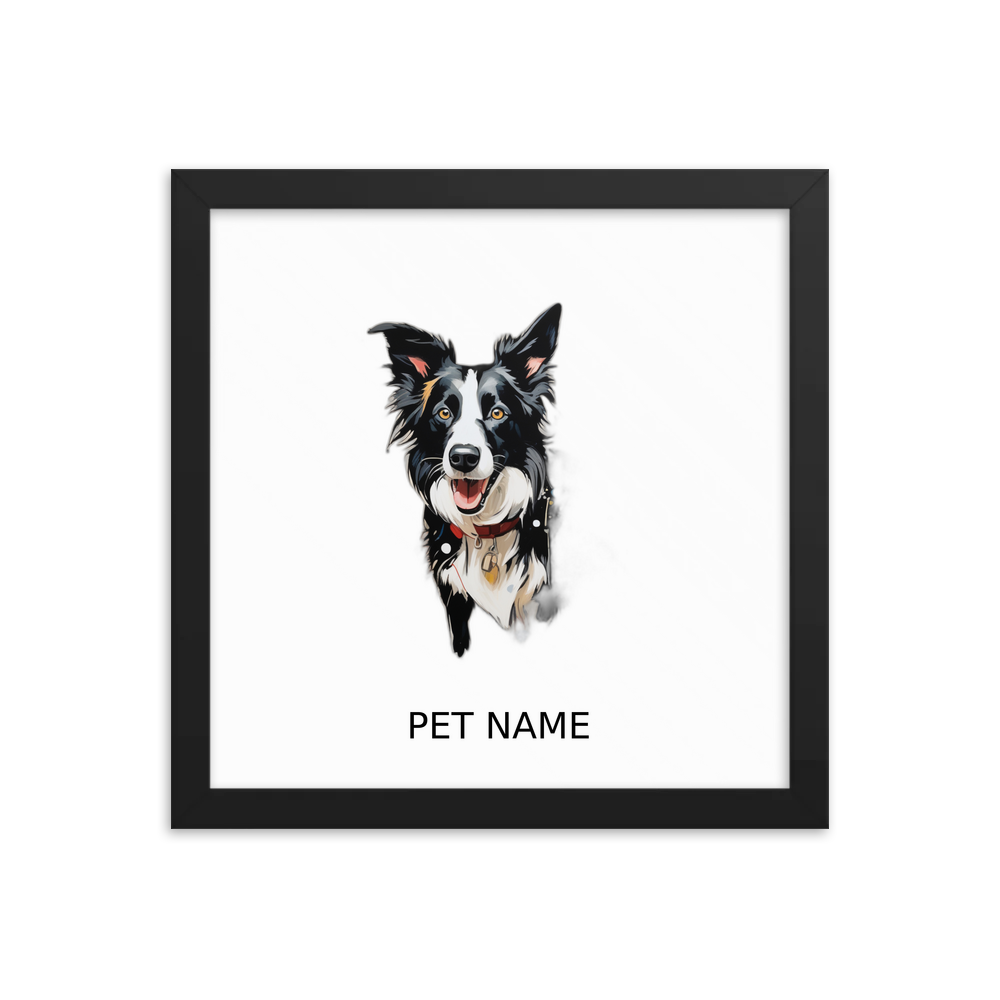 PugMug Custom Border Collie Framed Print with Your Pet’s Name