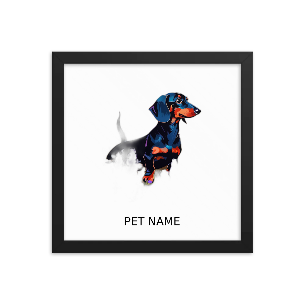 PugMug Custom Black Dachshund Framed Print with Your Pet’s Name