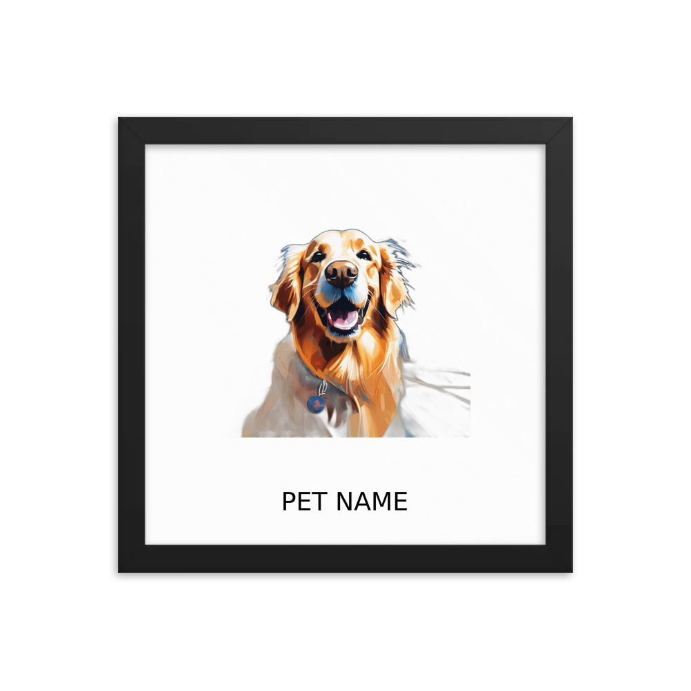 PugMug Custom Golden Retriever Framed Print with Your Pet’s Name