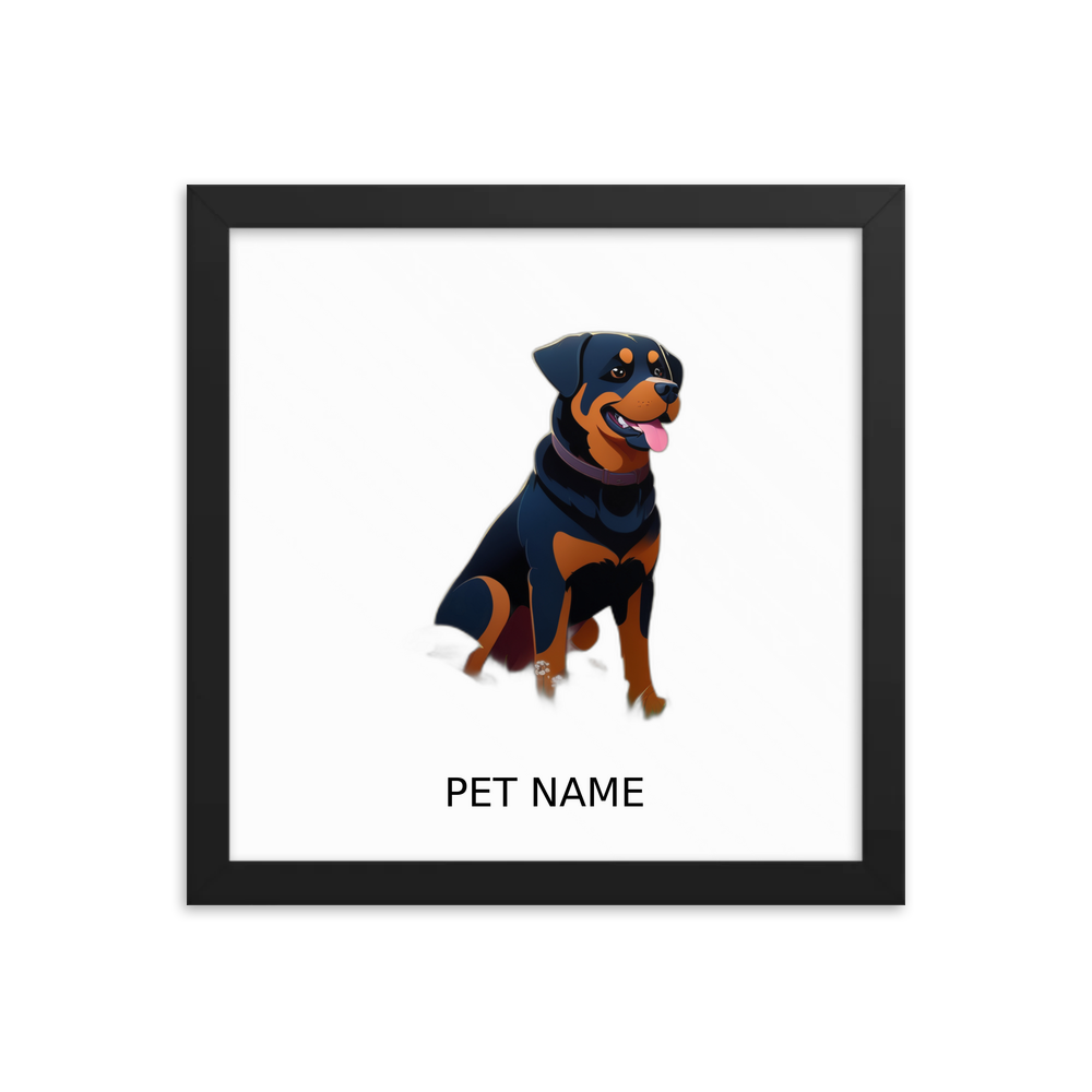 PugMug Custom Rottweiler Framed Print with Your Pet’s Name
