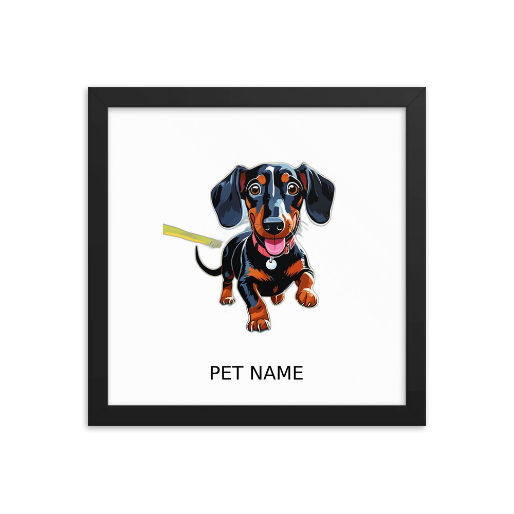 PugMug Custom Black Dachshund Framed Print with Your Pet’s Name