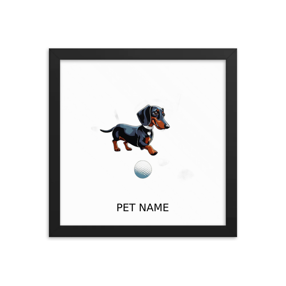 PugMug Custom Black Dachshund Framed Print with Your Pet’s Name